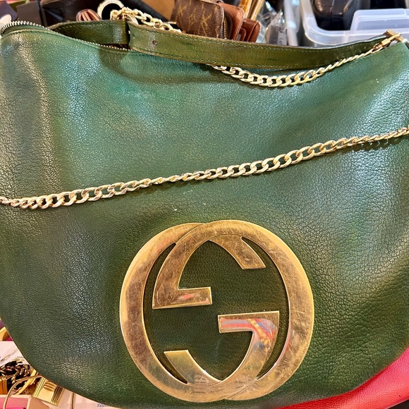 Auth Gucci hobo Green Leather Purse - Picture 5 of 5
